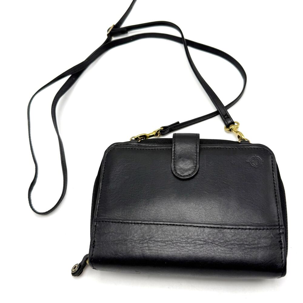 Vintage Franklin Covey Planner Cover Crossbody Strap 6 Ring Binder Black Leather